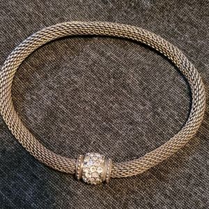 Silpada Mesh Together Stretch Bracelet Sterling Silver Swarovski Crystals